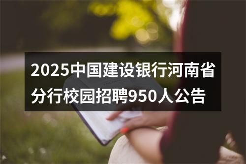 2025中国建设银行河南省分行校园招聘950人公告 图片